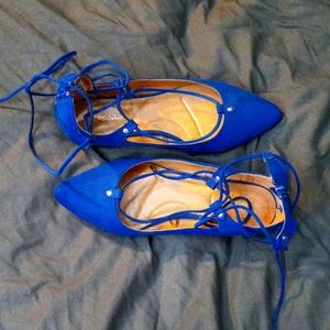 Royal Blue Strappy Flat Shoes
